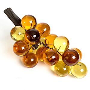1960s MCM Vintage XL Lucite Glass Orange Yellow Amber Grapes Cluster 13”